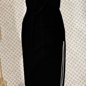 Fashion Nova Strapless Black Dress with Silver Zipper